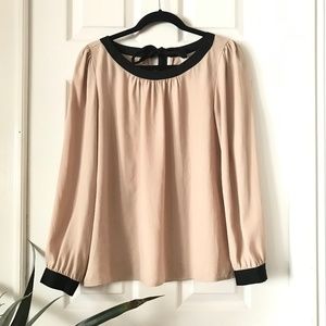 LOFT Women's Cream Blouse with Bow Detail M